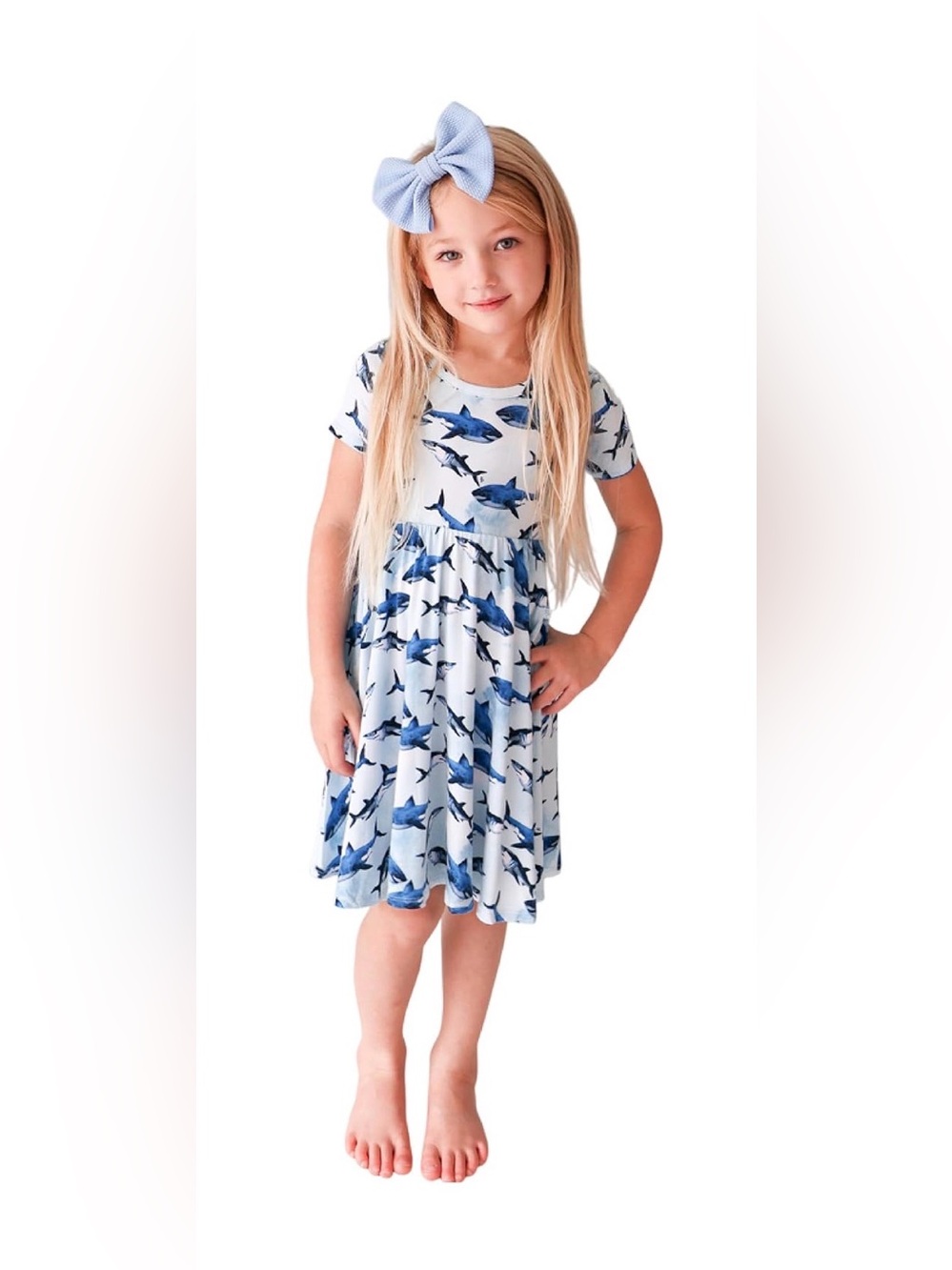 Posh Peanut Sharks Twirl Dress Sz 2T